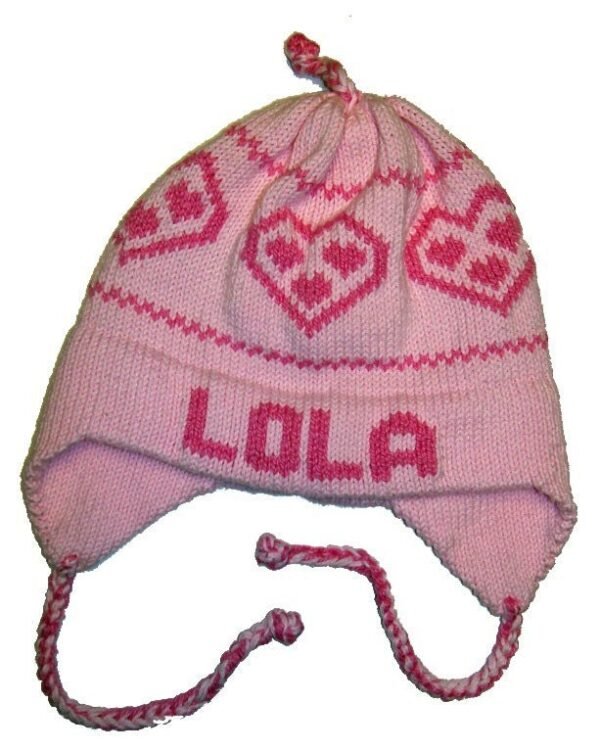 Personalized Earflap Hat - Hearts