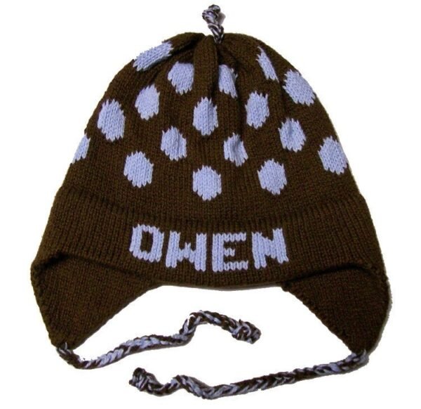 Personalized Earflap Hat - Polka Dots
