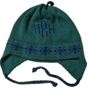 Personalized Earflap Hat – Snowflakes Monogram
