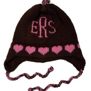 Personalized Earflap Hat – Hearts Monogram
